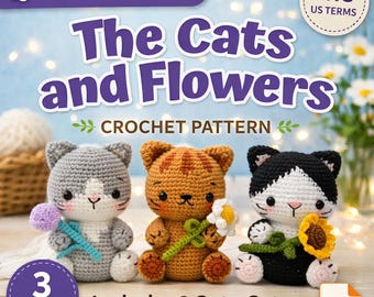 Crochet Cat Amigurumi Pattern | 3 Flower Designs, Beginner Friendly (PDF)