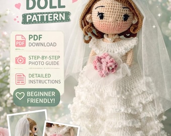 Crochet Bride Doll Pattern: Amigurumi Wedding Doll Tutorial (PDF Download)