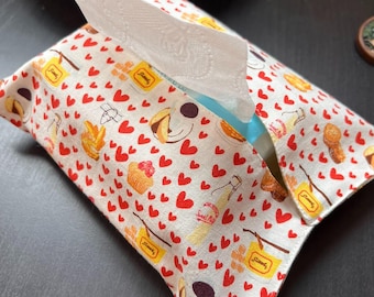 Grazioso copri scatola per fazzoletti in lino per auto, porta fazzoletti in tessuto fatto a mano, custodia per fazzoletti in tessuto riutilizzabile, accessorio per auto in stile cottagecore, regalo per donne