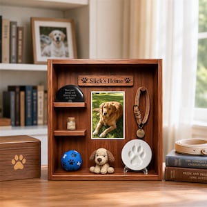 Pet Memorial Shadow Box, Dog Memory Display Frame with Collar Frame & Hook, Pet Loss Sympathy Gift, Custom Dog Remembrance Keepsake