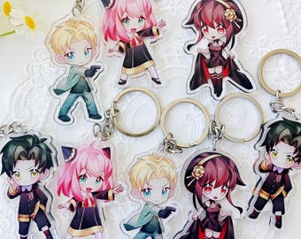 Spy Family Acrylic Charms | Anime Keychain Loid Yor Anya Damian Keychains Double sided