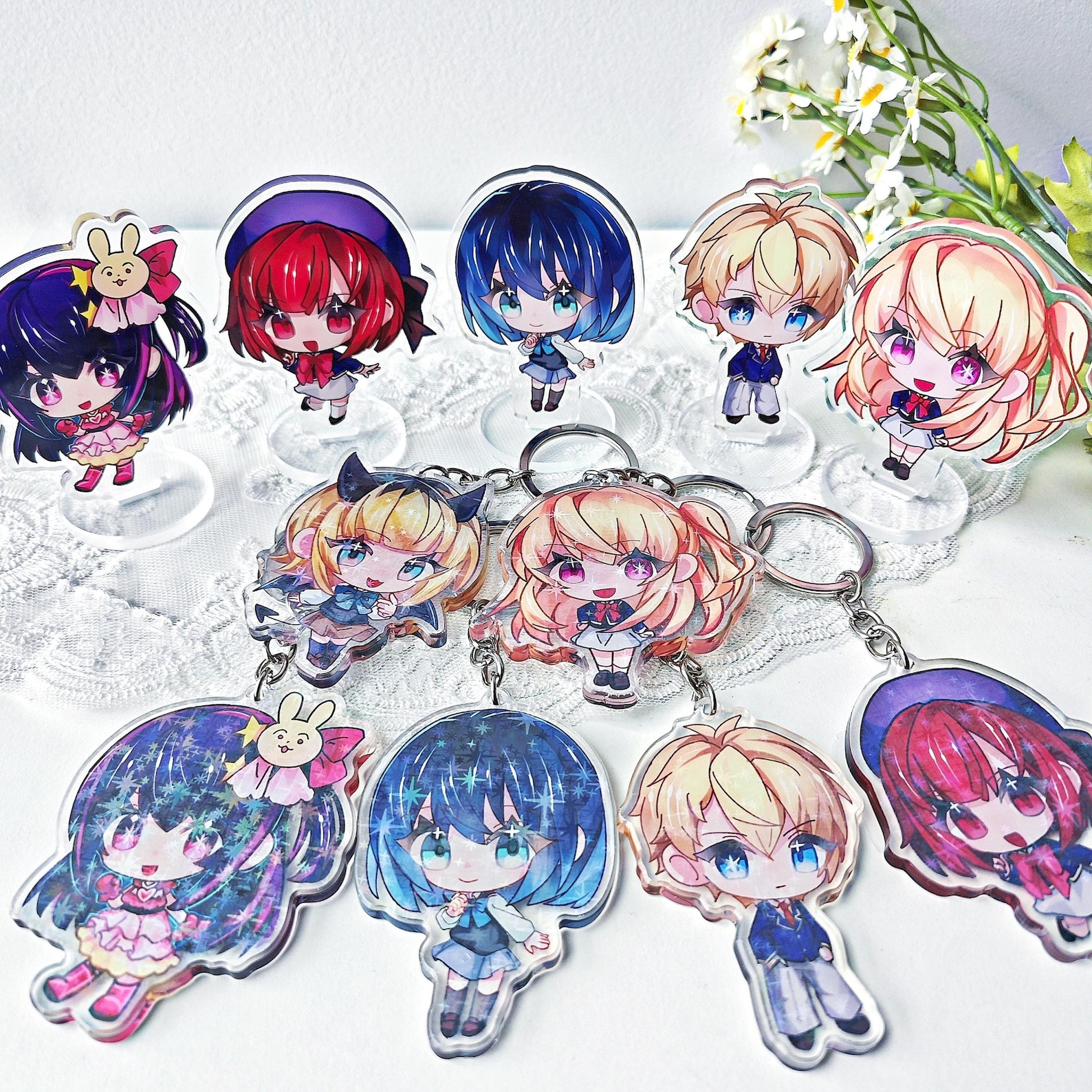Oshi no Ko Acrylic Keychain Standee | Hoshino Ai, Ruby, Aqua, Arima Kana, Mem-cho