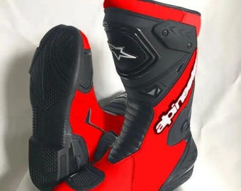Alpinestars motorcykelstövlar röd svart sport ridstövlar skyddsutrustning bikerskor