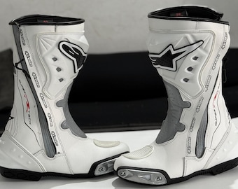 Botas de moto Alpinestars Supertech R – calzado deportivo blanco para motociclismo, botas de competición protectoras.