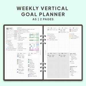 A5 Weekly Vertical Goal Planner PDF Printable | Alastair Task Tracker | Undated