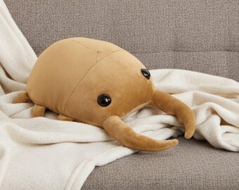Giant Forest Beetle Plush Pillow, 20 Inch Stuffed Insect Toy, Goblincore Decor