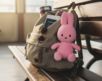 Miffy Rabbit Plush, Minimalist Bunny Doll, Velveteen Nursery Decor, 18cm Heirloom Toy