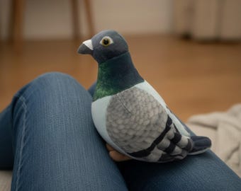 Realistic Gray Pigeon Plush Toy, Soft Birdcore Decor, Urban Keepsake