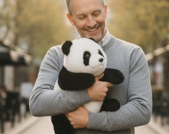 Panda Bear, Velvet Plush Stuffed Animal, Nordic Minimalist Nursery Decor