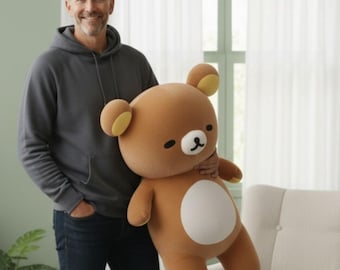 Oversized Rilakkuma Body Pillow, Extra Soft Plush Cushion, Kawaii Bear Decor