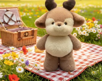 Woodland Fawn Plush, Soft Fabric Deer Stuffed Animal, Nursery Decor, Heirloom Series