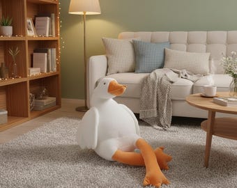 Giant Plush White Duck - Soft Heirloom Goose Stuffed Animal - Large Realistic Bird Pillow