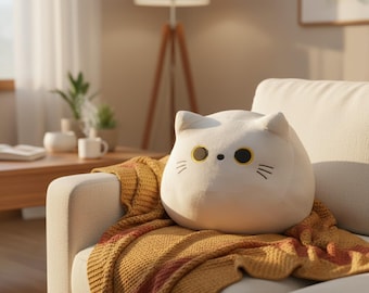 Cat Plush Sculpture, Minimalist Gothic Cotton Bag Charm (10cm/30cm)