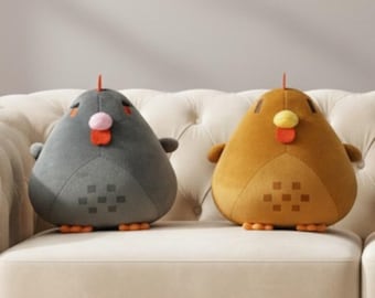 Chicken Plush Pillow, Soft Farmhouse Stuffed Toy, Minimalist Nursery Decor