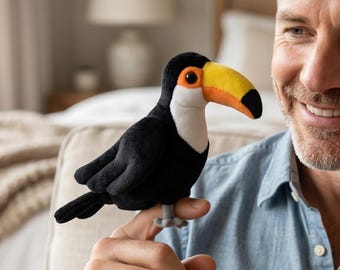 Handgefertigte Plüsch Tukan Fingerpuppe, 9 cm Miniatur Geschichtenerzählen Spielzeug