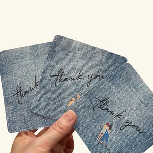 Thank You Mini Cards with Envelopes | Denim Texture Card Set | Small Thank You Cards | Set of 10, 20 or 30