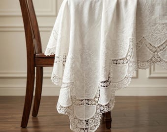 Aangepast tafelkleed Gepersonaliseerde geborduurde kant Woninginrichting Lente Decor Verloving Cadeau-idee Luxe bedrijfslogo klant aanwezig