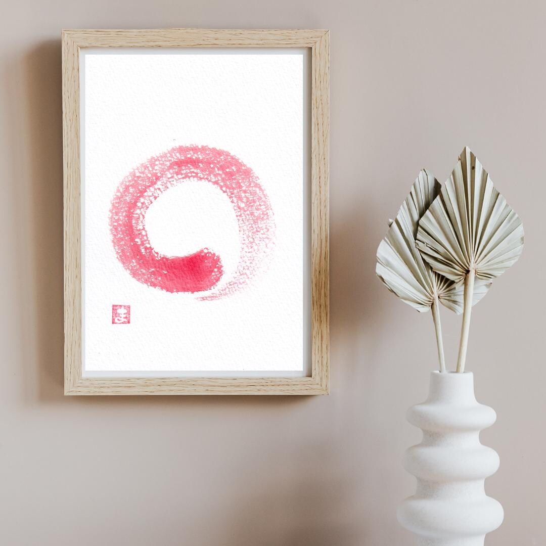 Red Enso Circle Wall Art Printable, Japanese Zen Calligraphy ...