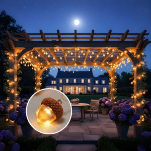 Acorn LED String Lights – Battery Operated Amber Fairy Lights for Rustic Decor