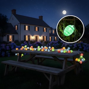 Guirlande lumineuse LED oeuf de Pâques - Guirlande lumineuse féerique scintillante multicolore (fonctionne sur piles)