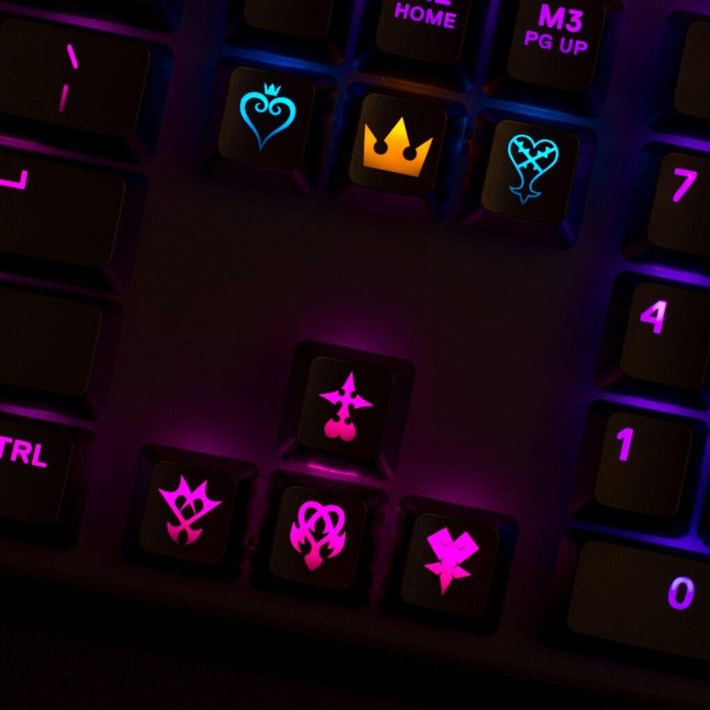 Kingdom Hearts Keycap Set | Shine Through Custom Keycaps for RGB Mechanical Keyboards | Gift for Gamers |