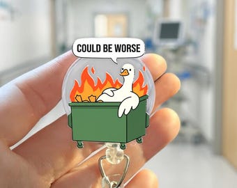 Divertente portabadge con scritta "Dumpster Fire Silly Goose": potrebbe andare peggio, regalo umoristico.
