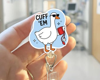 Divertente porta badge per infermieri con scritta "Silly Silly Goose": porta badge con polsino per infermieri e assistenti sanitari.
