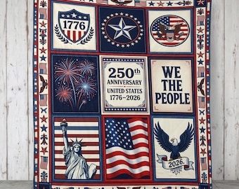 USA 250th Anniversary Quilt Blanket: 1776–2026 Patriotic Quilt, We The People Throw