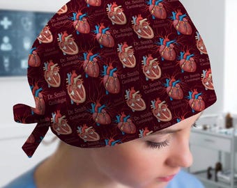 Cuffia chirurgica personalizzata per cardiologo: cuffia chirurgica con anatomia cardiaca, regalo per infermiere/medico.