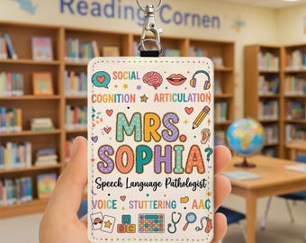 Porta badge personalizzato per logopedista: Tessera identificativa SLP, accessorio con nome personalizzato