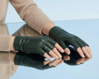 Leather Half Finger Gloves, Unisex Driving Biker Gym Fashion Accessories