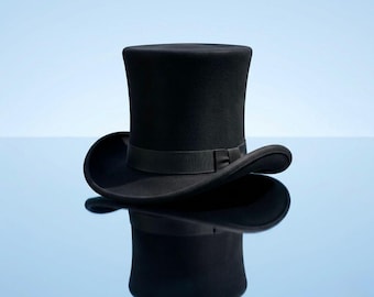 Handmade Black Silk Top Hat, Victorian Steampunk Gothic Cosplay Accessory