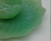 Vintage Fire King Jade-ite Leaf and Blossom Dessert Set