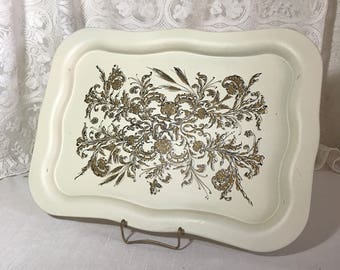 Hollywood Regency Tray Social Supper Floral Serving Tray