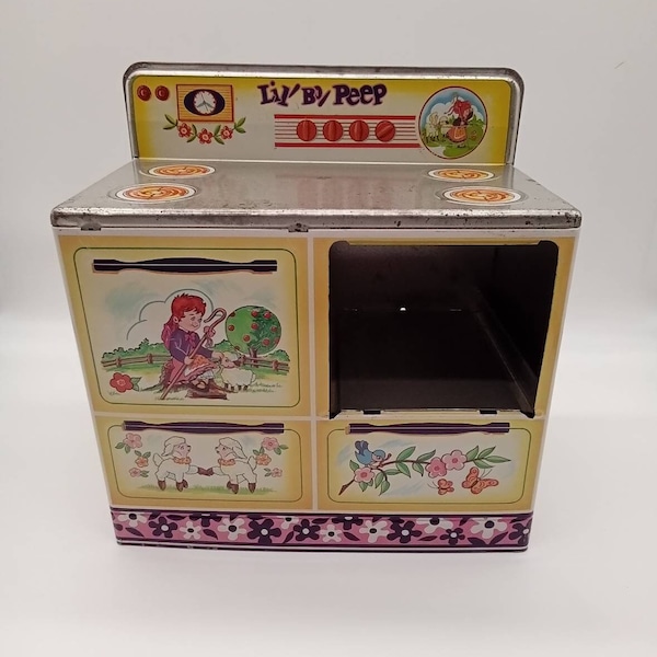 Vintage Lil' Bo' Peep Tin Toy Kitchen Stove by Wolverine Toy Company