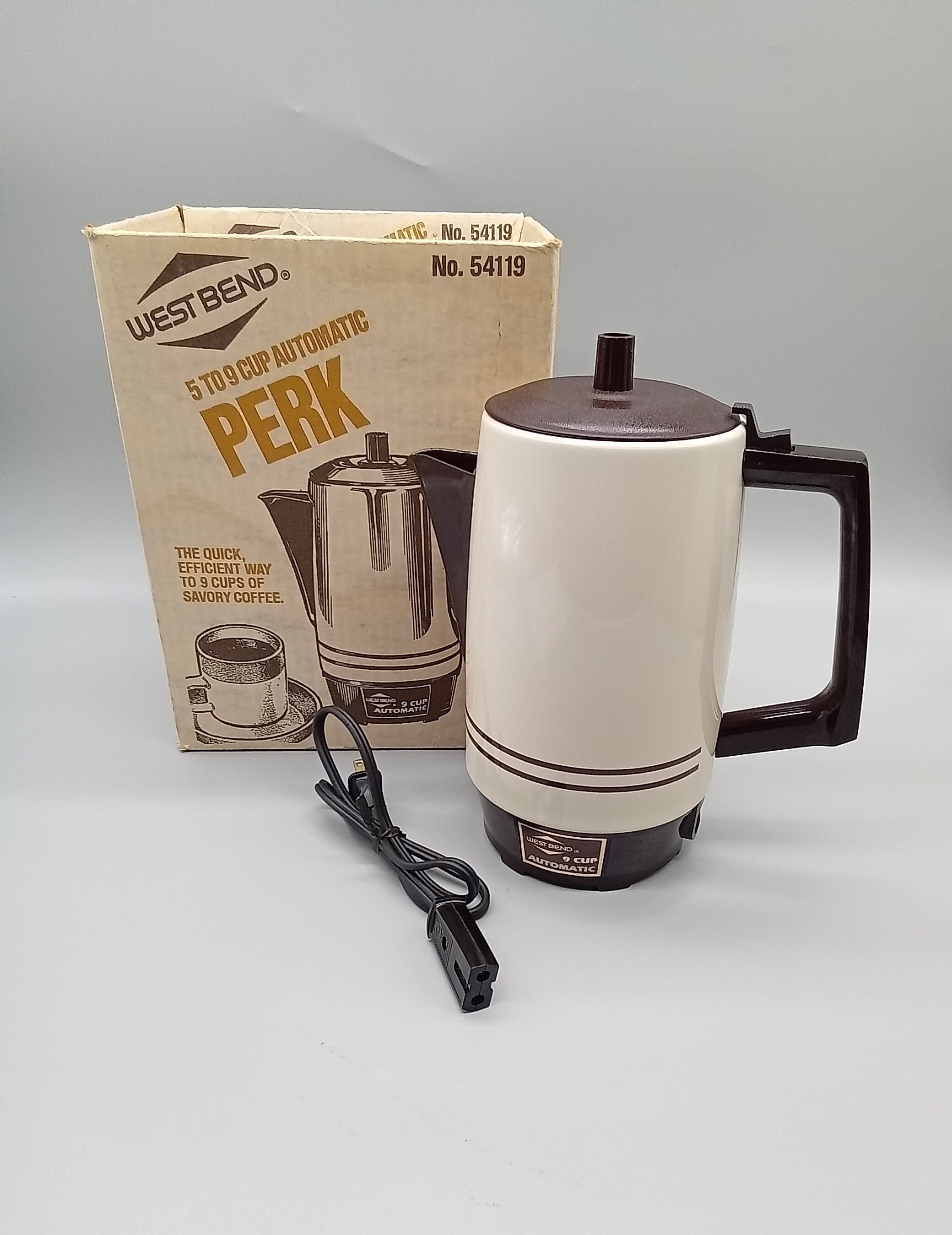 Vintage Travl-Perk Coffee Maker 4 Cup Dual Voltage Home Car With Box