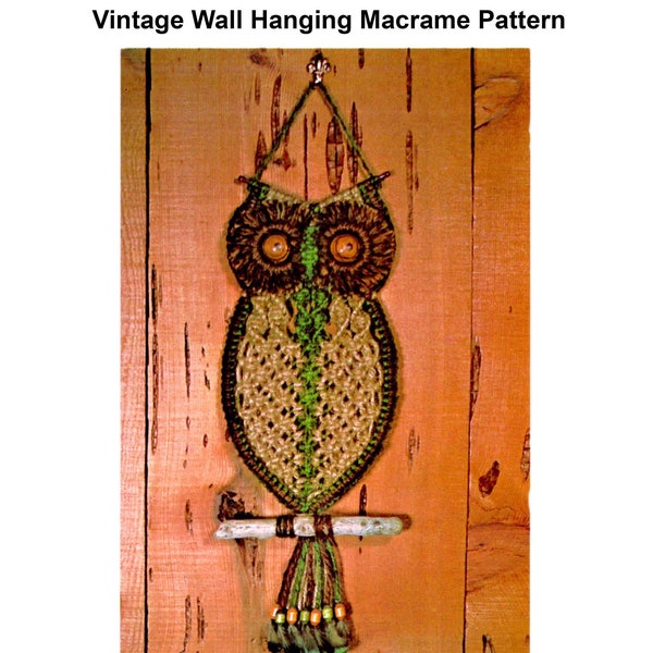 Vintage Macrame Owl Pattern - Downloadable PDF Pattern - Macrame Owl Pattern