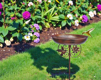 Metal Bird Bath for Outside, Vintage Bird feeding Bowl, Detachable Birdbath