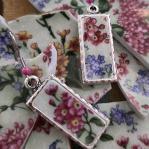 Vintage China Jewelry Royal Crown Derby&#39;s &quot;Victoria&#39;s Garden Lilac&quot; Gorgeous Flowers Pierced Earrings