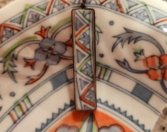 Vintage Chinoiserie "Andrea" by Sadek Japanese China / Porcelain Beautiful Geometric Pendant Necklace