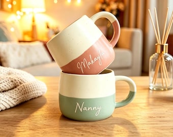 Personalisierte keramische Kaffeetasse, individuelle Namenstasse, einzigartiges Geschenk für sie ihn