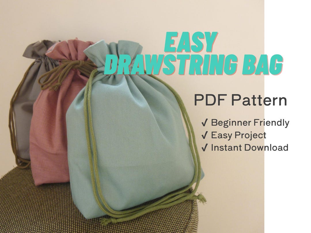 Drawstring Bag Sewing Pattern | Easy PDF Pattern for Beginners - Etsy