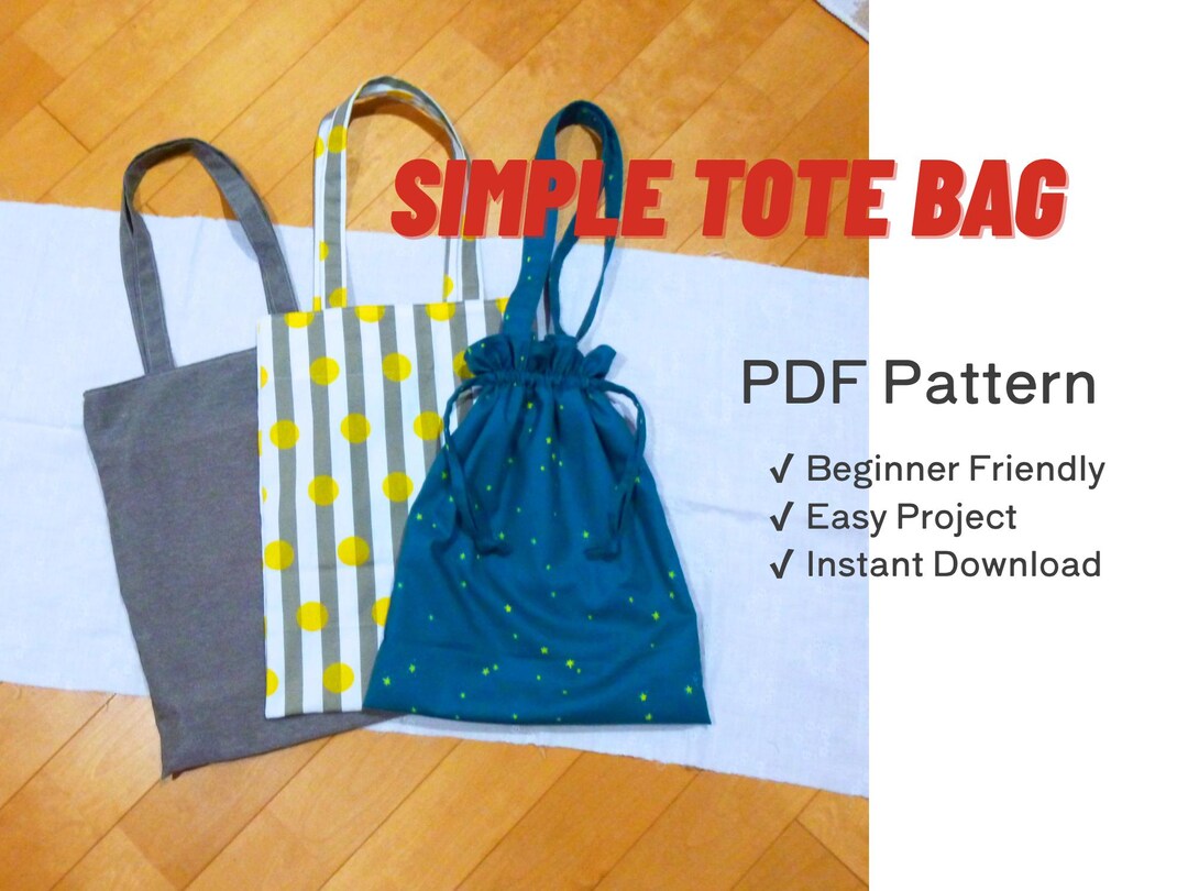 Tote Bag Sewing Pattern PDF | Easy DIY Project for Beginners | 3 Styles ...