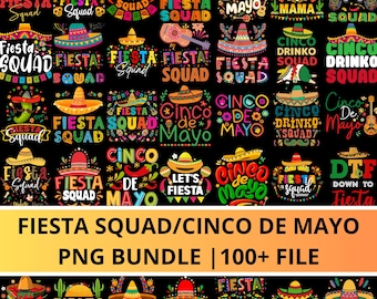 Ensemble PNG Cinco De Mayo Fiesta Squad, plus de 100 modèles de fête mexicaine (téléchargement numérique)