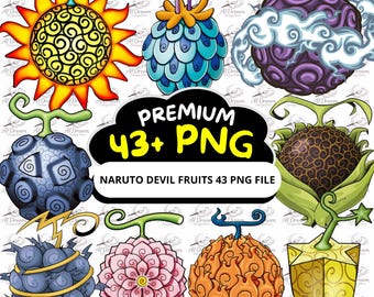 Fruits du diable en une pièce PNG | 43 cliparts animés croisés (téléchargement numérique)