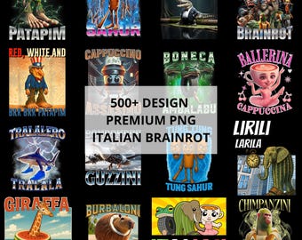 Mega Pack PNG italien Brainrot, plus de 500 cliparts drôles de memes (téléchargement numérique)
