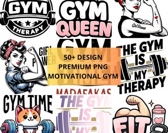 Ensemble PNG Fitness Girl | Designs motivants pour la salle de sport (téléchargement numérique)