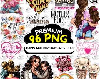 Clipart maman | 96 modèles PNG pour la fête des mères (téléchargement instantané)