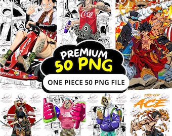 One Piece Anime 50 PNG Clipart Bundle, design sublimation 300 dpi (téléchargement numérique)