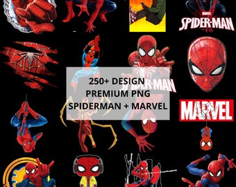 Spiderman 250+ PNG Pack avec fichier bonus Marvel, clipart de super-héros, images PNG transparentes, Avengers, Spidey, (téléchargement numérique)